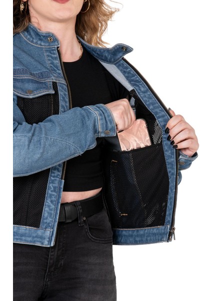 Thebikerjeans Blue Ice Korumalı File Motosiklet Kot Montu Kadın modelleri