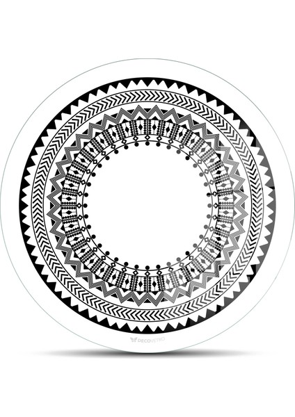 Cam Kesme Tahtası ve Sunumluk Yuvarlak Siyah Beyaz Çini Desenli 30X30 cm fiyatları