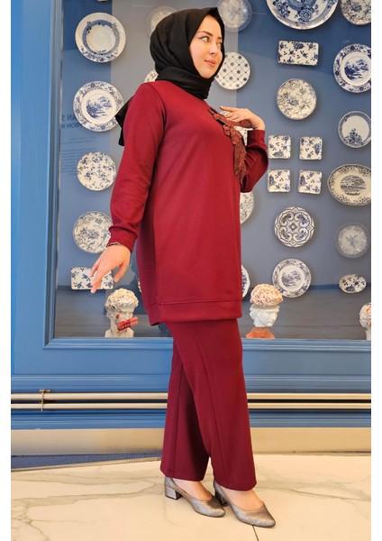 Kadın Dikme Çiçek Detaylı Tesettür Takım modelleri