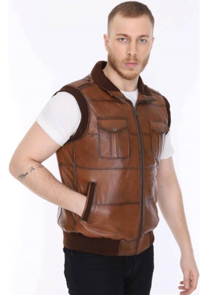 Hakiki Deri Taba Lastikli Erkek Yelek fiyatları