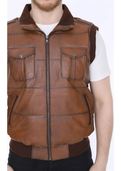 Hakiki Deri Taba Lastikli Erkek Yelek fırsatları