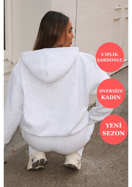 Q-4008 Kapüşonlu Üç Ip Şardonlu Sweat