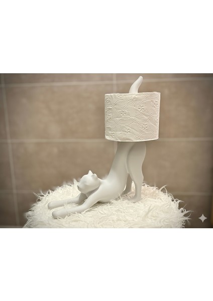 Esneyen Kedi Tuvalet Kağıdı Tutucu – Baskılı Sevimli Banyo Aksesuarı