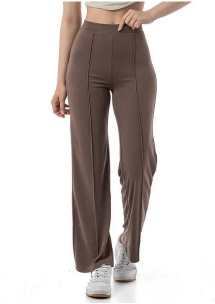 Kadın Pike Modal Kumaş Pantolon Kahverengi
