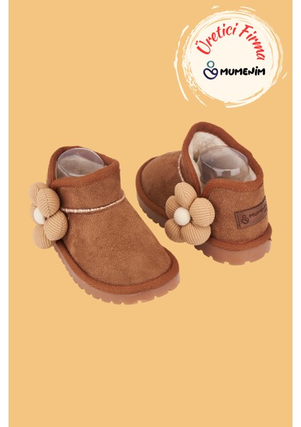 Minto Kız Çocuk ve Bebek Süet Kışlık Pembe Bot - Ortopedik Kaymaz Taban Içi Kürklü Sıcak Tutan Kar Botu