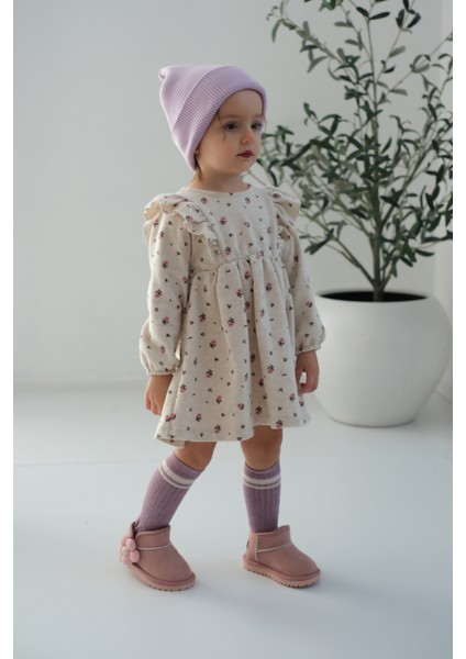 Minto Kız Çocuk ve Bebek Süet Kışlık Pembe Bot - Ortopedik Kaymaz Taban Içi Kürklü Sıcak Tutan Kar Botu indirimleri