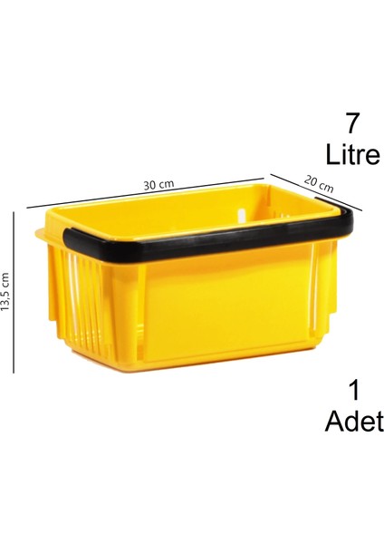 Plastik Kozmetik Alışveriş El Sepeti 7 Litre Sarı 1 Adet