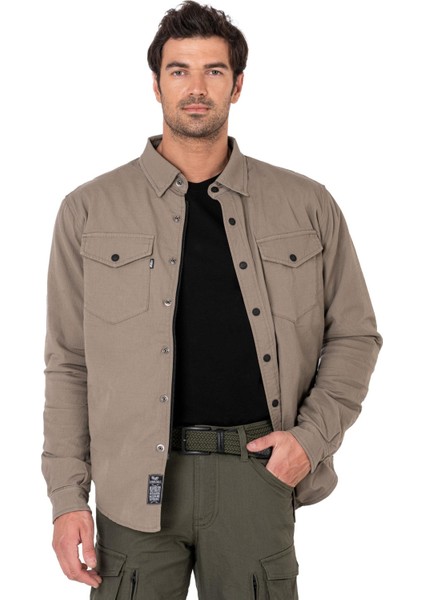 Thebikerjeans Eagle Beige Korumalı Motosiklet Gömleği Erkek