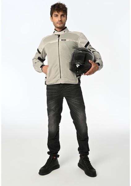 Riva Yazlık Korumalı Motosiklet Montu Gri Siyah