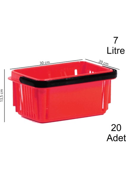 Plastik Kozmetik Alışveriş El Sepeti 7 Litre Kırmızı 20 Adet
