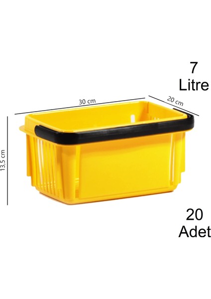 Plastik Kozmetik Alışveriş El Sepeti 7 Litre Sarı 20 Adet