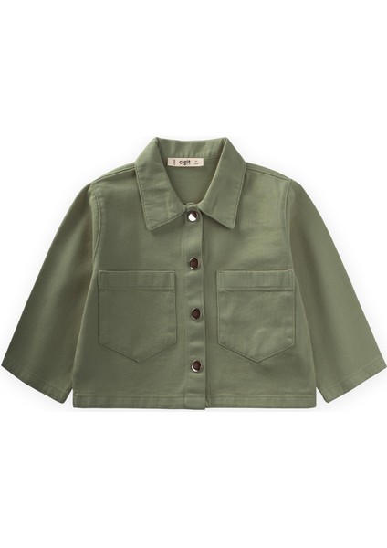 Büyük Çift Cepli Gabardin Ceket 2-7 Yaş Haki Yeşil