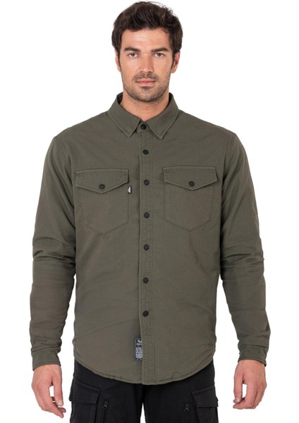 Thebikerjeans Eagle Khaki Korumalı Motosiklet Gömleği Erkek