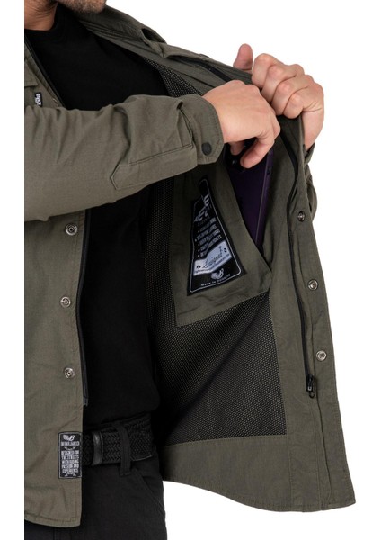Thebikerjeans Eagle Khaki Korumalı Motosiklet Gömleği Erkek modelleri