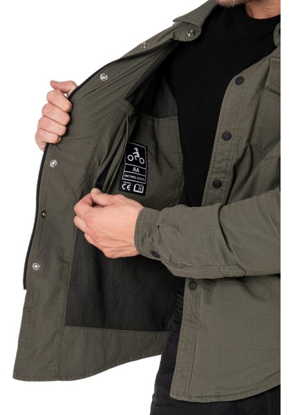Thebikerjeans Eagle Khaki Korumalı Motosiklet Gömleği Erkek fırsatları
