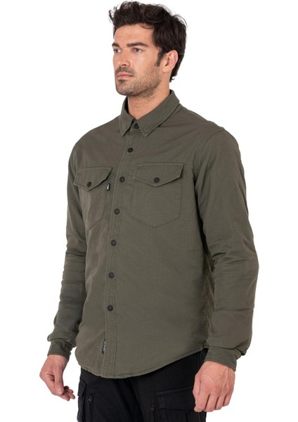 Thebikerjeans Eagle Khaki Korumalı Motosiklet Gömleği Erkek indirimleri