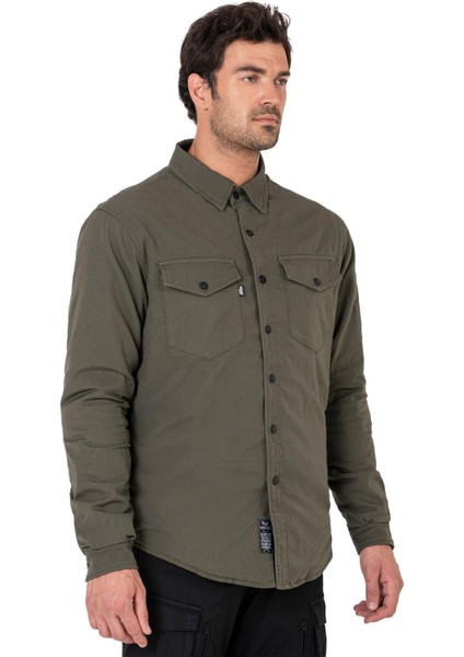 Thebikerjeans Eagle Khaki Korumalı Motosiklet Gömleği Erkek