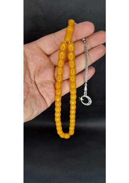 Sevgiliye Özel Hediye Çubuk Kehribar Tesbih Sarı Renkli Fıçı Kesim H-1407. fırsatları