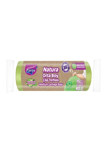 Natura Büzgülü Çöp Torbası Orta Boy 15'li 55 x 60 cm