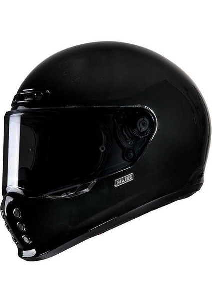 V10 Retro Kapalı Motosiklet Kaskı Siyah