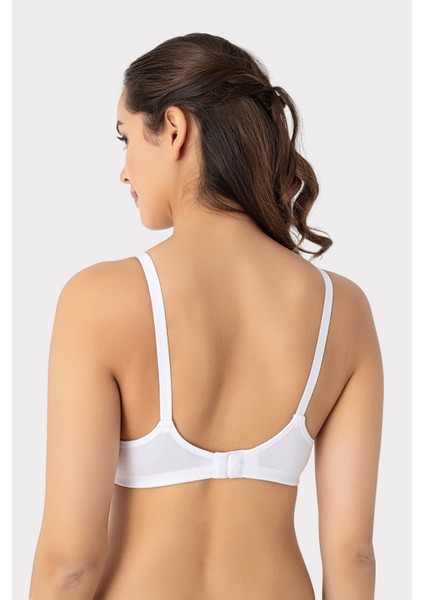 3'lü Beyaz Kadın Pamuklu Likralı Esnek Rahat Balensiz Kapsız Hamile Emzirme Sütyeni