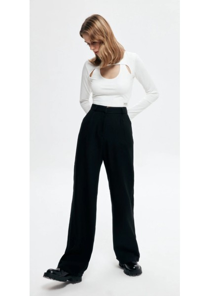 Kadın Bol Paça Kumaş Pantolon Siyah fiyatları