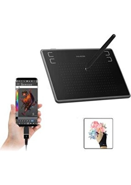 Grafik Tablet H430P 4.8 x 3 inç Siyah Taşınabilir Kalem Tablet Android ve Windows Uyumlu