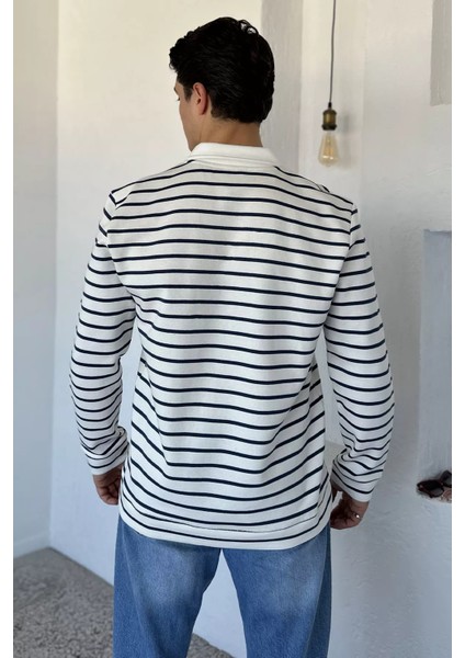 Gömlek Yaka Çizgili Erkek Sweatshirt P-00018566 modelleri