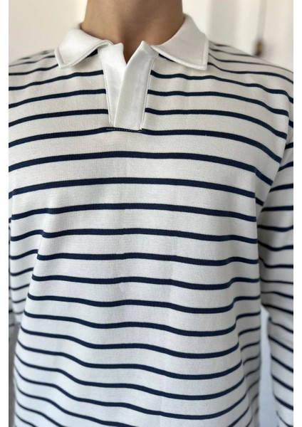 Gömlek Yaka Çizgili Erkek Sweatshirt P-00018566 fırsatları