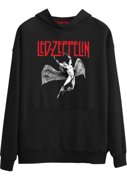 LED Zeppelin Premium Tasarım 3 Iplik Şardonlu Kapüşonlu Unisex, Kadın, Erkek Hoodie Sweatshirt