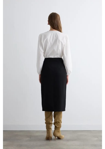 Anvelop Kesim Denim Etek - Siyah indirimleri