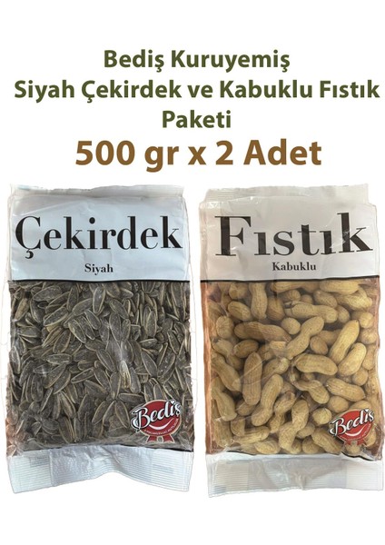 Kuruyemiş Siyah Çekirdek ve Kabuklu Fıstık Paketi 500 gr x 2 Adet