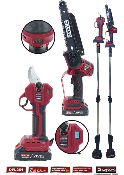 Pro 2.1 M Teleskopik Uzatma Kollu 2'li Set Dijital Bağ Makası + Dijital Dal Budama DFL-251 fırsatları