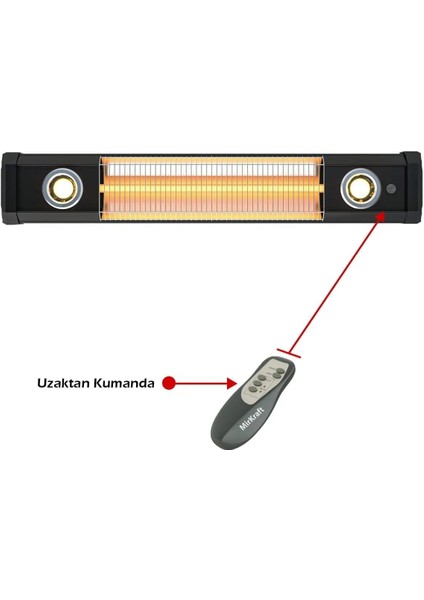 Vega 2500W Sarkıt Tipi Karbon Infrared Isıtıcı Kumandalı LED Aydınlatmalı fiyatları