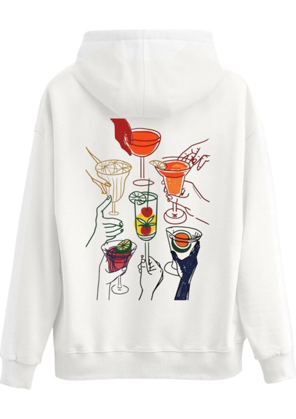Cheers Culture Premium Tasarım 3 Iplik Şardonlu Kapüşonlu Unisex, Kadın, Erkek Hoodie Sweatshirt