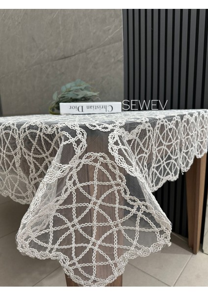 Dantelli Masa Örtüsü Fiskos Örtüsü (Ekru) fiyatları