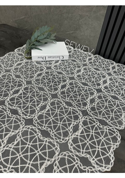 Dantelli Masa Örtüsü Fiskos Örtüsü (Ekru)