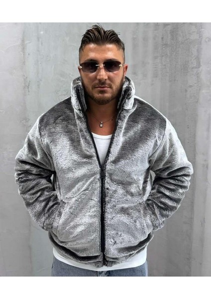 Erkek Peluş Owersize Mont Gri fiyatları