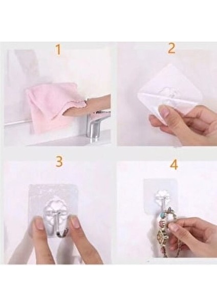 Şeffaf Kendinden Yapışkanlı Kapı Duvar Askısı 10 Adet Çok Amaçlı Kullanım İçin