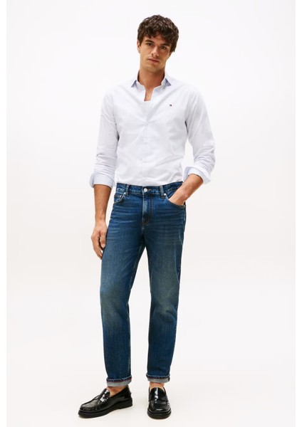 Erkek Slim Fit Çizgili Gömlek - Mavi/beyaz fiyatları