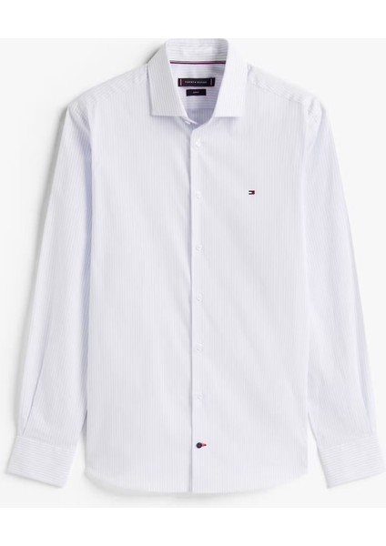 Erkek Slim Fit Çizgili Gömlek - Mavi/beyaz indirimleri