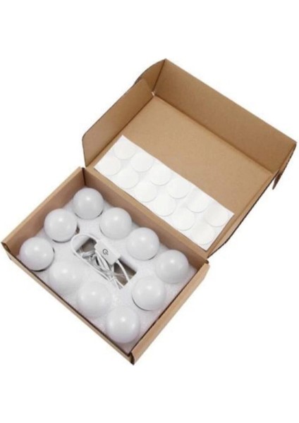 10 ledli makyaj aynası ışığı ayarlanabilir parlaklık 3 renk beyaz gün ışığı sarı ışık