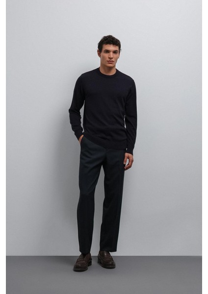 Lacivert Yumuşak Dokulu Basic Erkek Kazak