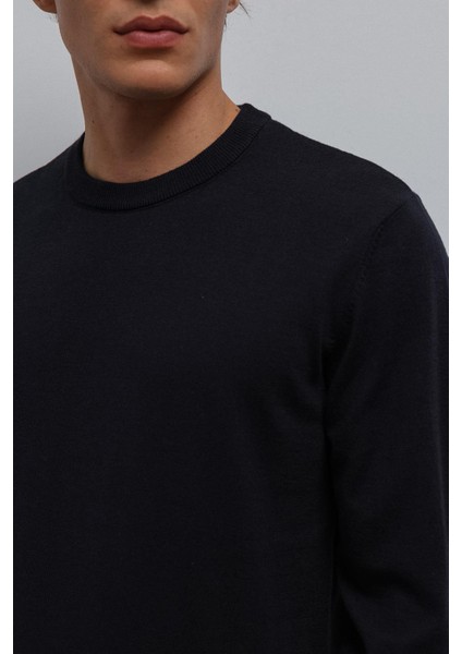 Lacivert Yumuşak Dokulu Basic Erkek Kazak