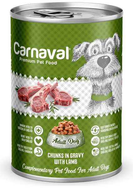 Premium Yetişkin Köpek Konservesi Kuzu Etli 400 gr x 12 Adet