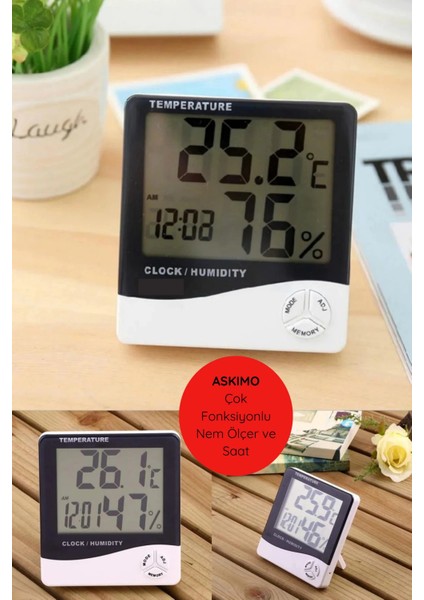 Çok Fonksiyonlu Duvar Ve Masaya Uygun Standlı Nem Derece Masa Saati Termostat