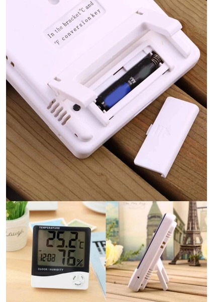 Çok Fonksiyonlu Duvar Ve Masaya Uygun Standlı Nem Derece Masa Saati Termostat