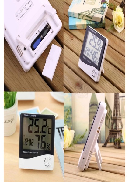 Çok Fonksiyonlu Duvar Ve Masaya Uygun Standlı Nem Derece Masa Saati Termostat