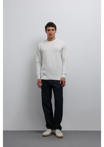 Ekru Yumuşak Dokulu Basic Erkek Kazak