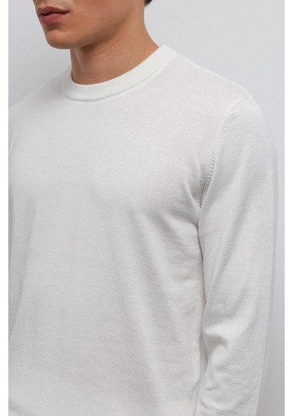 Ekru Yumuşak Dokulu Basic Erkek Kazak